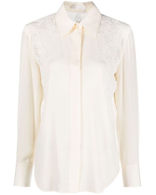 Chloé guipure-detail silk shirt