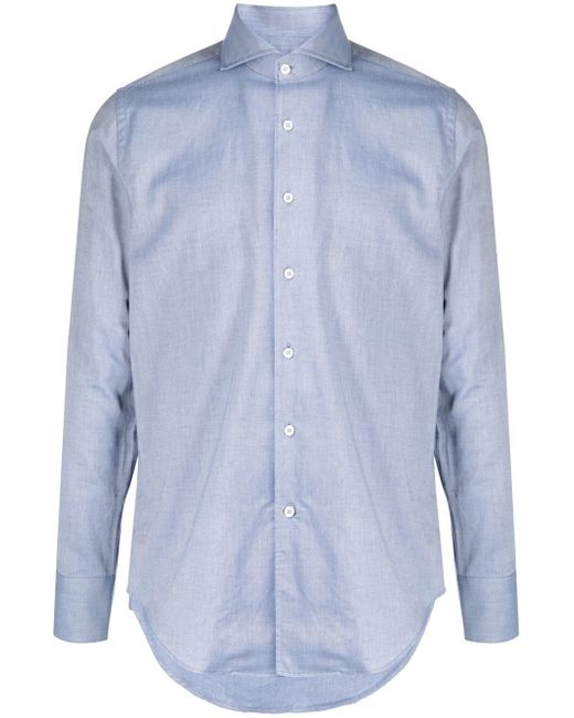 Canali cutaway-collar cotton shirt