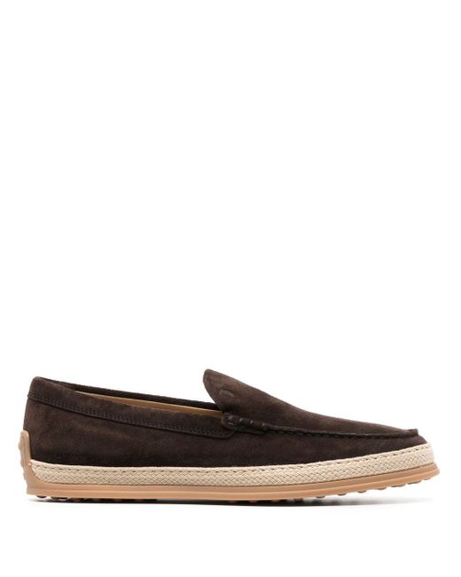 Tod's raffia-sole suede loafers