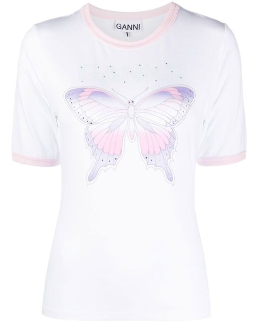 Ganni butterfly-print T-shirt