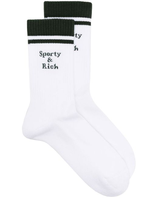 Sporty & Rich logo-intarsia two-tone socks