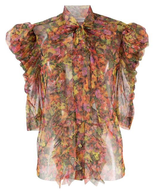 Philosophy di Lorenzo Serafini floral-print puff-sleeved blouse