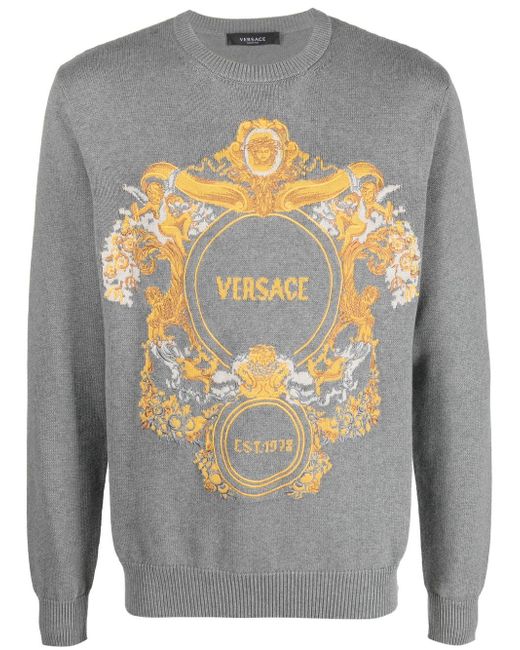 Versace intarsia-knit crew neck jumper