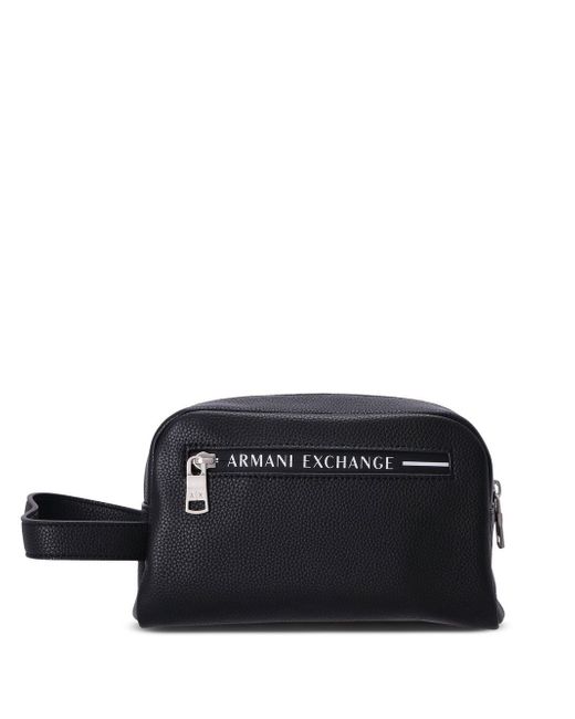 Armani Exchange logo-print detail wash bag