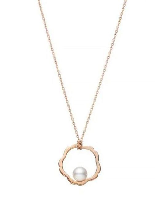 Mikimoto Rose gold Pearl Pendant Necklace