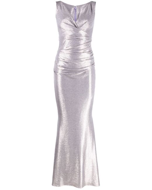 Talbot Runhof metallic-sheen sleeveless dress