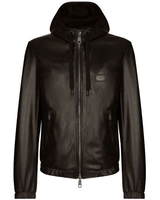 Dolce & Gabbana leather hooded jacket