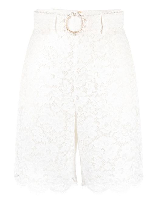 Zimmermann belted lace knee-length shorts