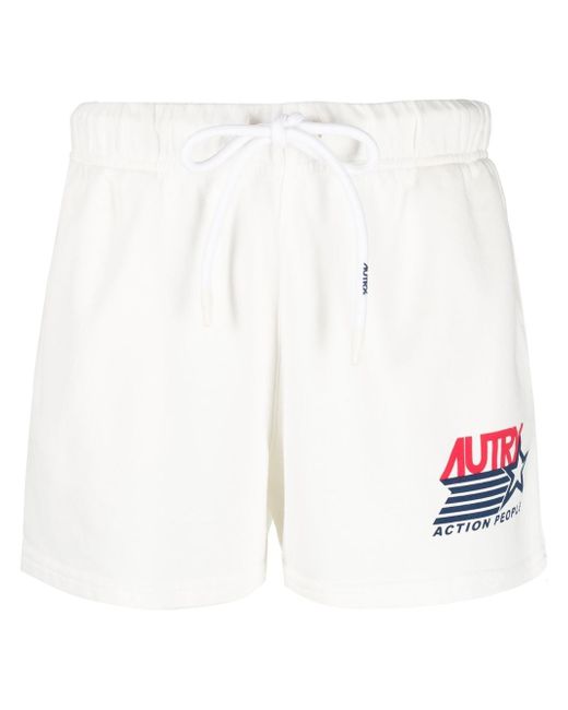 Autry logo print drawstring shorts