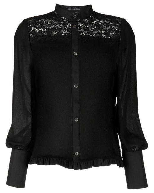 Undercover lace-trim long-sleeve blouse