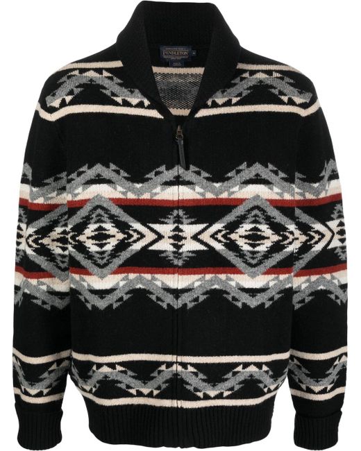Pendleton intarsia-knit half-zip jumper