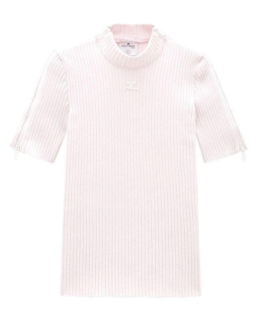 Courrèges ribbed-knit short-sleeve top