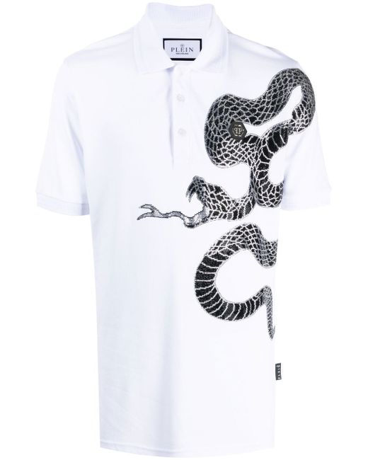 Philipp Plein graphic snake polo shirt