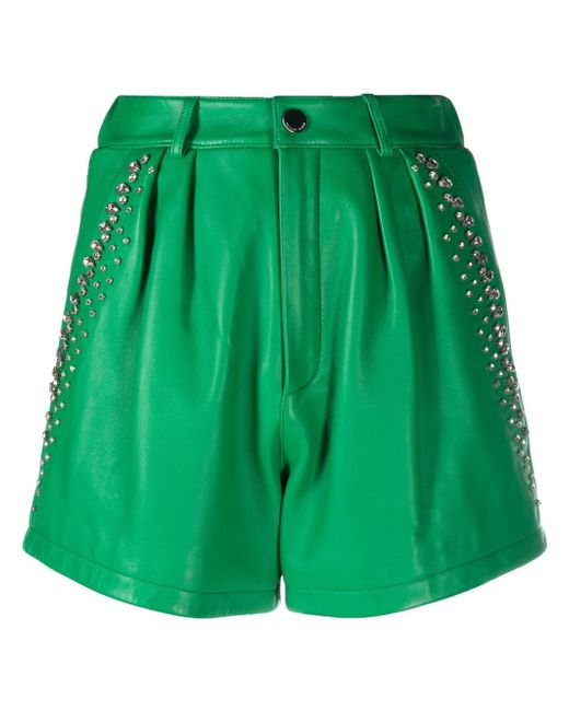 Philipp Plein rhinestone-embellished leather shorts