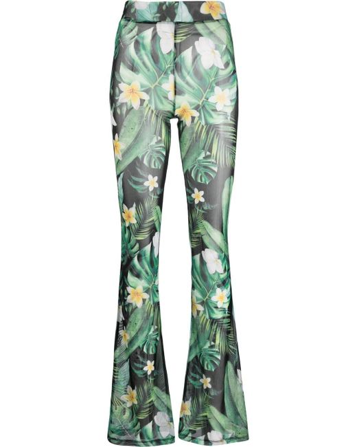 Philipp Plein Hawaii-print flared trousers