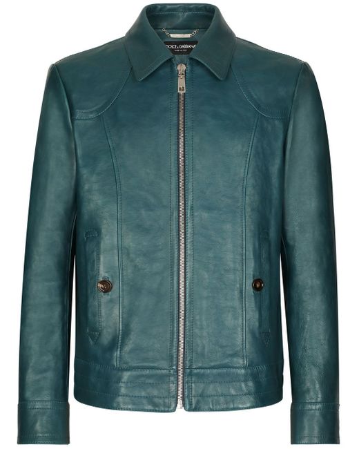 Dolce & Gabbana two-pocket zipped leather jacket