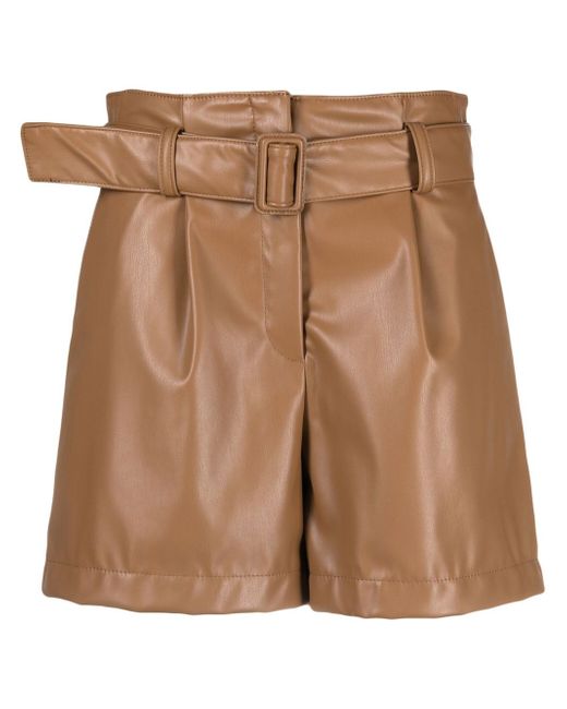 Hugo Boss high-waisted faux-leather shorts