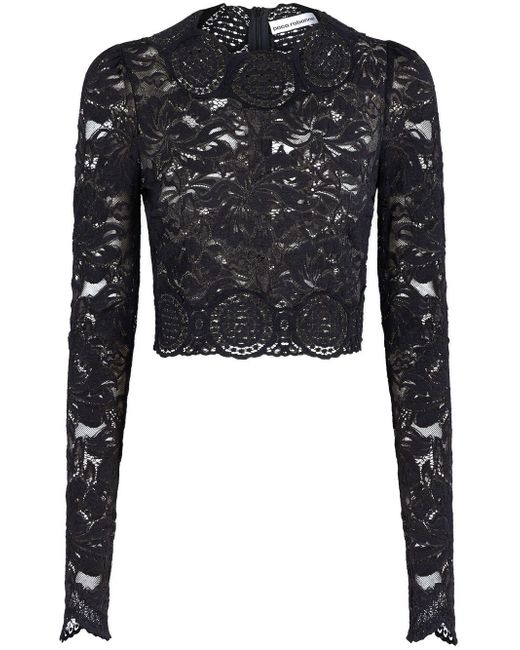 Paco Rabanne long sleeve lace crop top