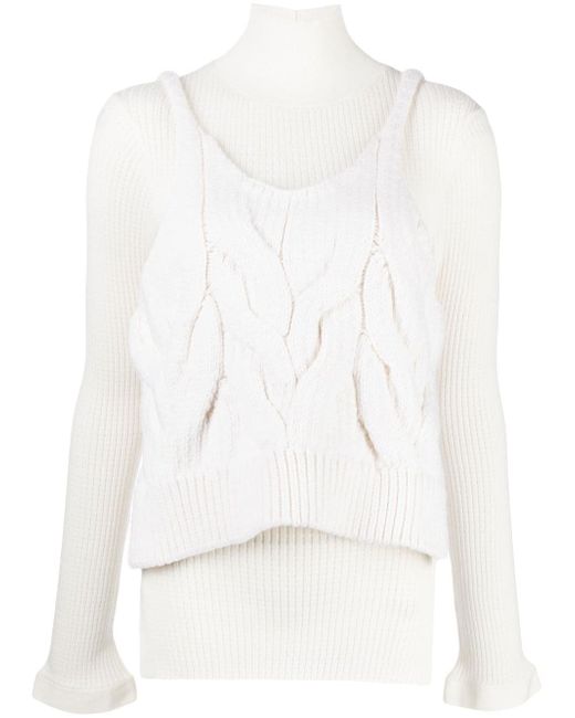 Enföld layered cable-knit top