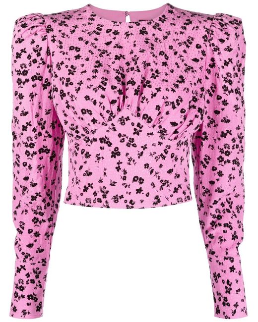 Rotate floral-print long-sleeved blouse