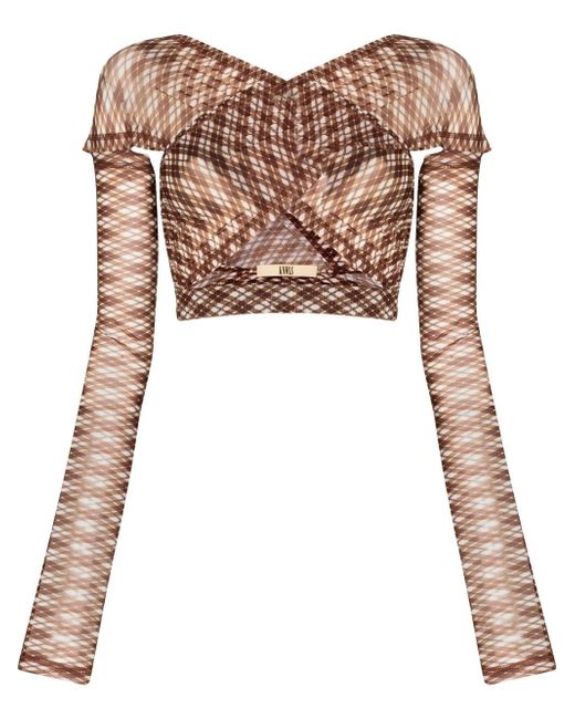 Knwls crossover-shawl argyle-print top