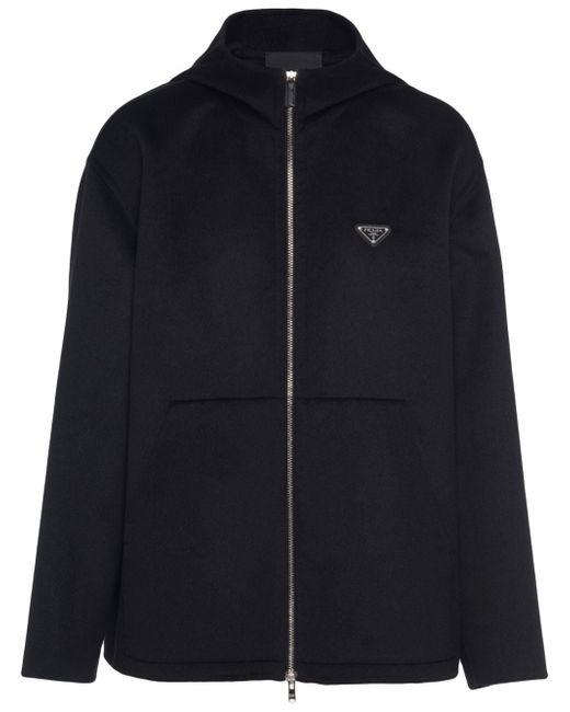 Prada triangle-logo zip-up hoodie