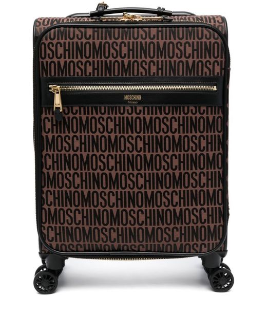 Moschino monogram-pattern leather suitcase