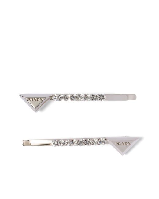 Prada crystal embellished hair clip