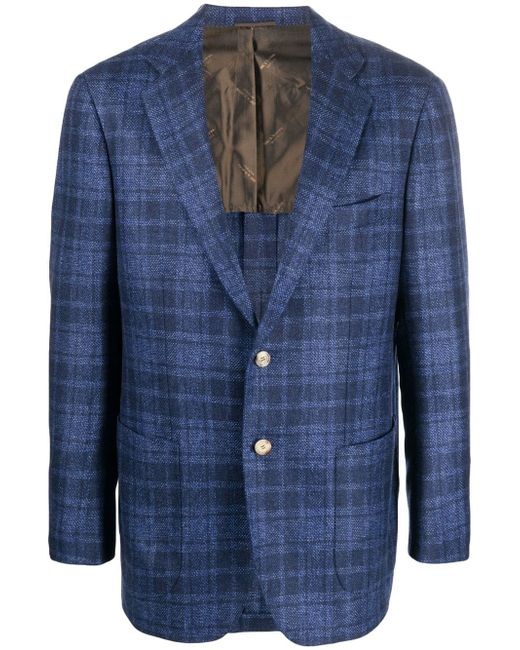 Kiton check-pattern cashmere blazer
