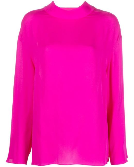 Valentino bow-detail funnel neck silk top