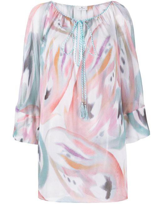 Etro abstract-print boat neck blouse
