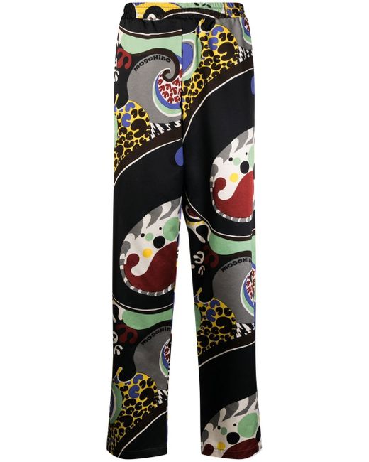 Moschino abstract-print straight-leg trousers