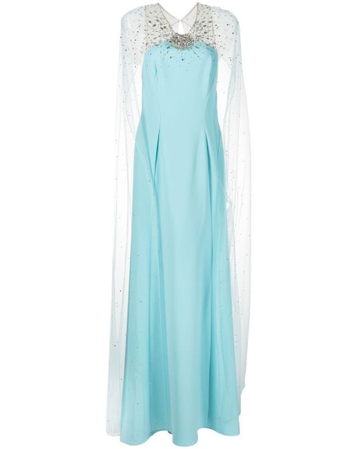 Jenny Packham Wren crystal-embellished cape gown
