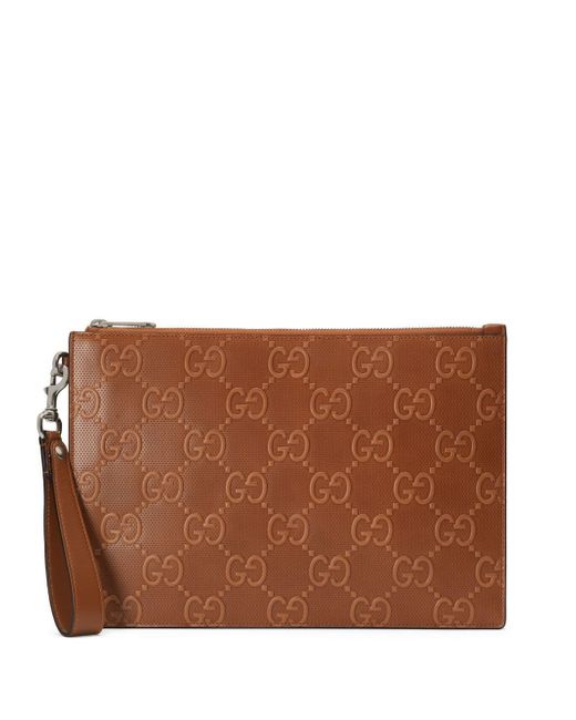 Gucci GG embossed leather pouch