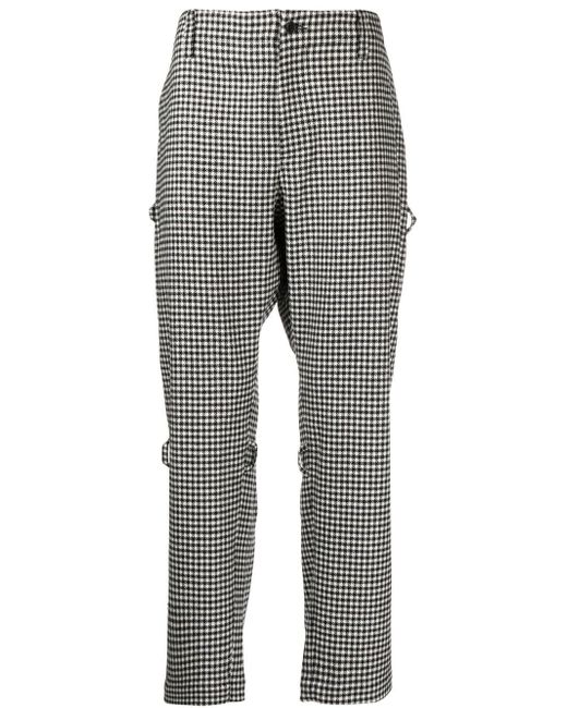 The Power for the People houndstooth rear-zip tapered trousers