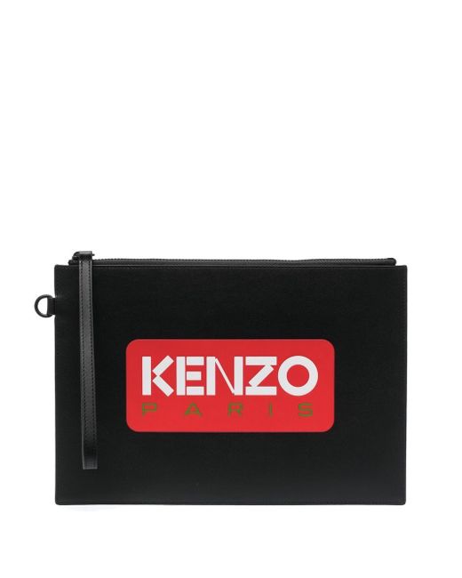 Kenzo logo leather clutch bag