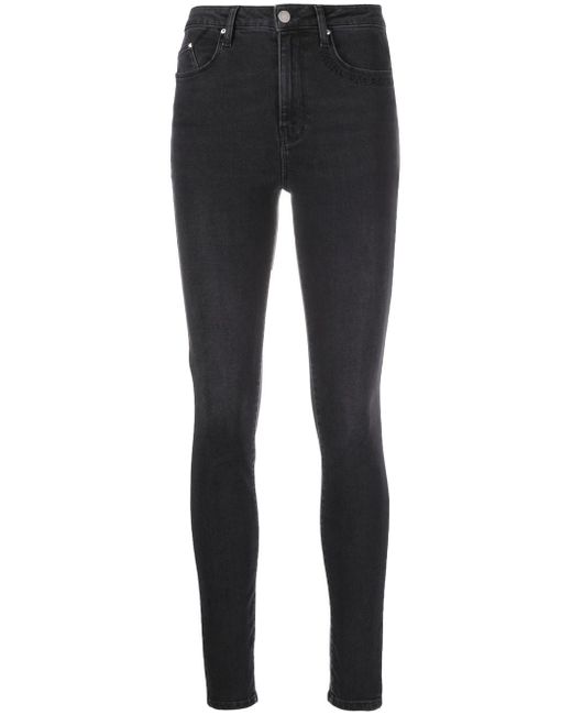 Karl Lagerfeld logo-embroidered high-waisted skinny jeans