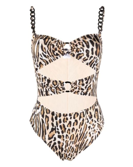 Moschino leopard-print chain-link swimsuit