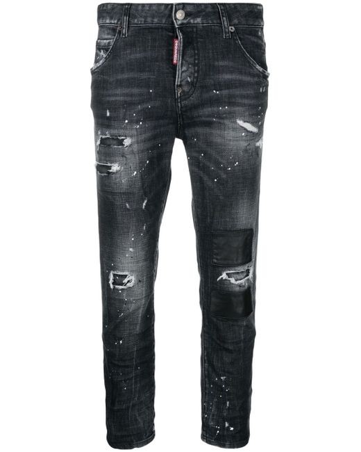 Dsquared2 cropped paint-splatter jeans