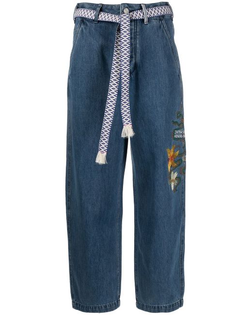 Scotch & Soda embroidery-motif belted jeans