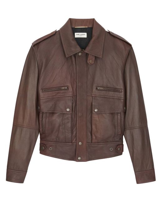 Saint Laurent oversized leather jacket