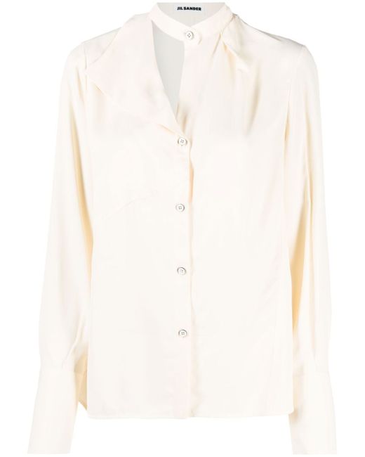 Jil Sander asymmetric-collar long-sleeved blouse