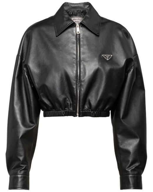 Prada cropped leather jacket