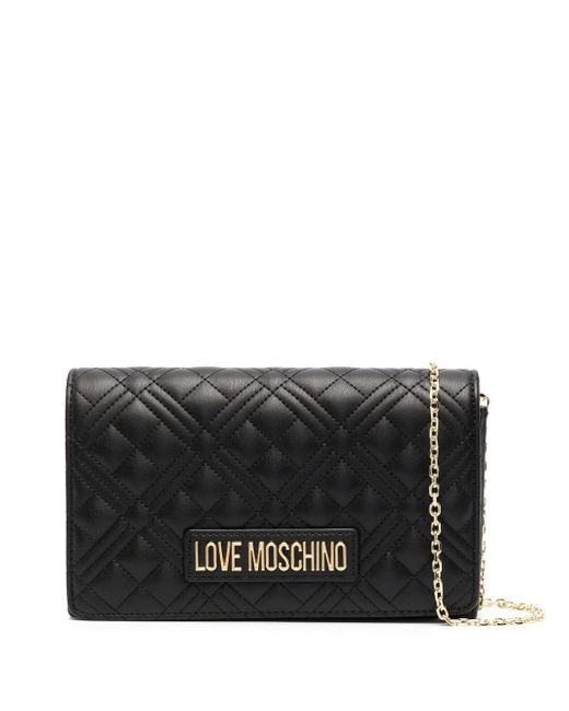 Love Moschino quilted logo-plaque satchel bag