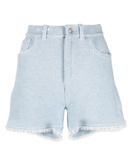 Barrie fine-knit fringe-detail shorts