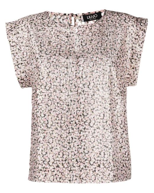 Liu •Jo floral-print short-sleeve blouse