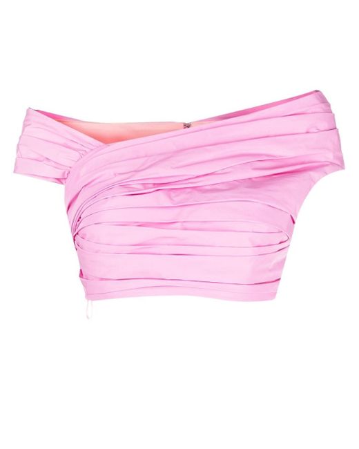 Dsquared2 pleated off-shoulder cropped top