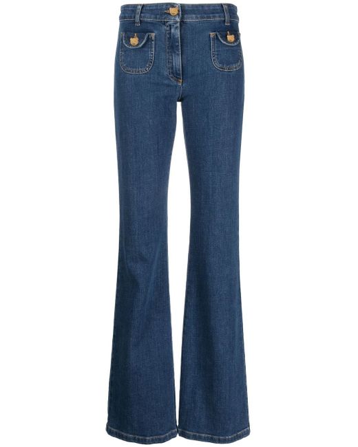 Moschino bear-motif buttons jeans