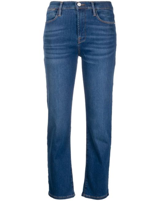 Frame mid-rise cropped jeans