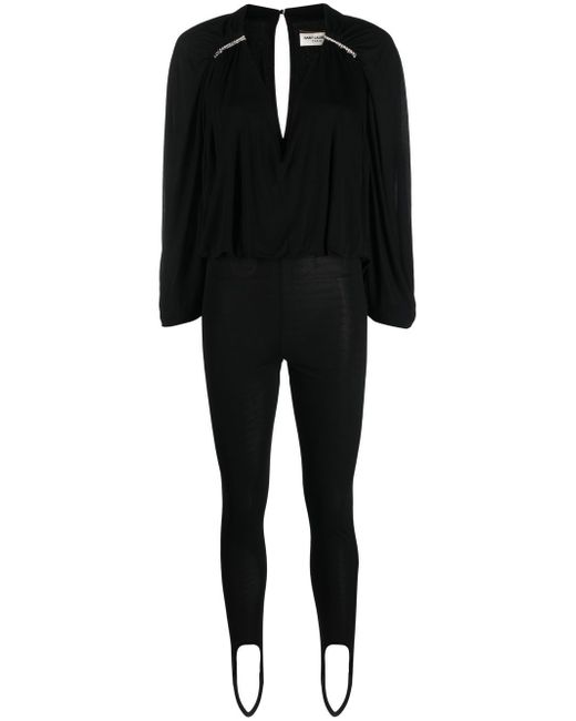 Saint Laurent open-sleeve embellished jumpsuit